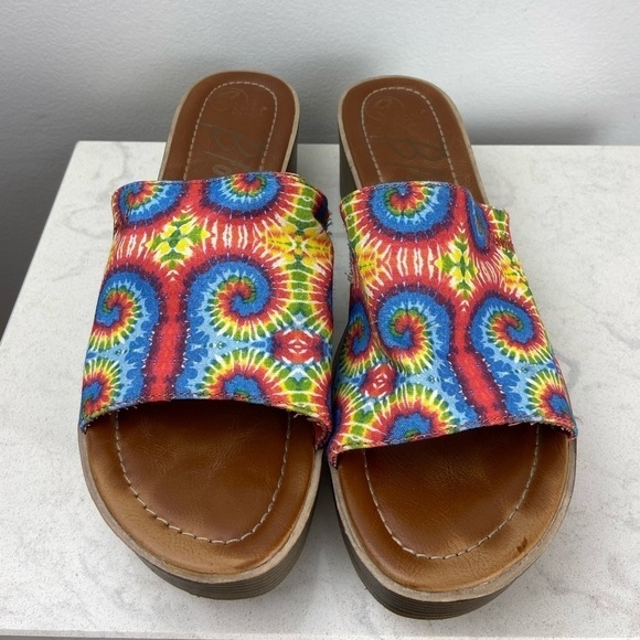 BLOWFISH MALIBU VEGAN TIE DYE PLATFORM SLIDE SANDALS - Picture 4 of 14